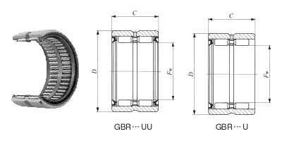 英制滾針軸承，帶密封GBR 101816UU圖紙