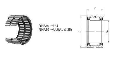 滾針軸承，帶密封RNA 6905UU圖紙
