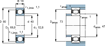 SKF6208-2Z/VA208軸承圖紙