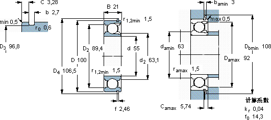 SKF211 NR軸承圖紙