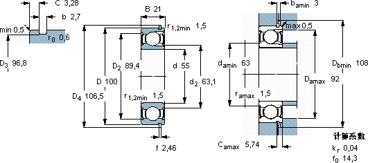 SKF211-2ZNR軸承圖紙