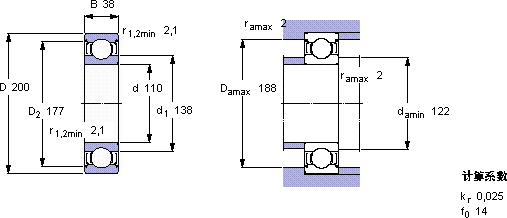 SKF6222-2Z *軸承圖紙