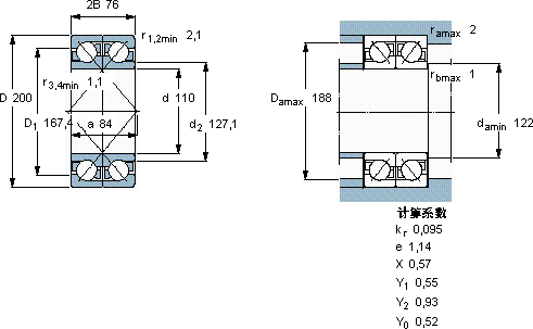 SKF2 x 7222 BEGBF軸承圖紙