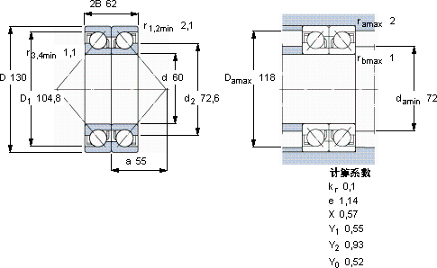 SKF2 x 7312 BECBJ軸承圖紙