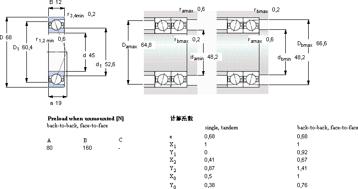 SKF71909 ACD/HCP4A軸承圖紙