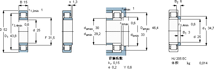 SKFNU 205 ECPHA軸承圖紙
