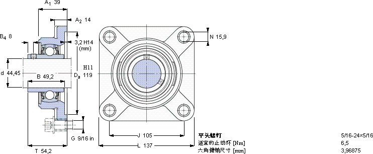 SKFFY 1.3/4 TF/AH軸承圖紙