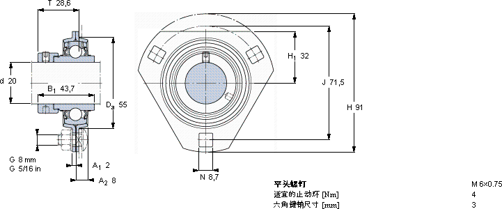 SKFPFD 20 WF軸承圖紙