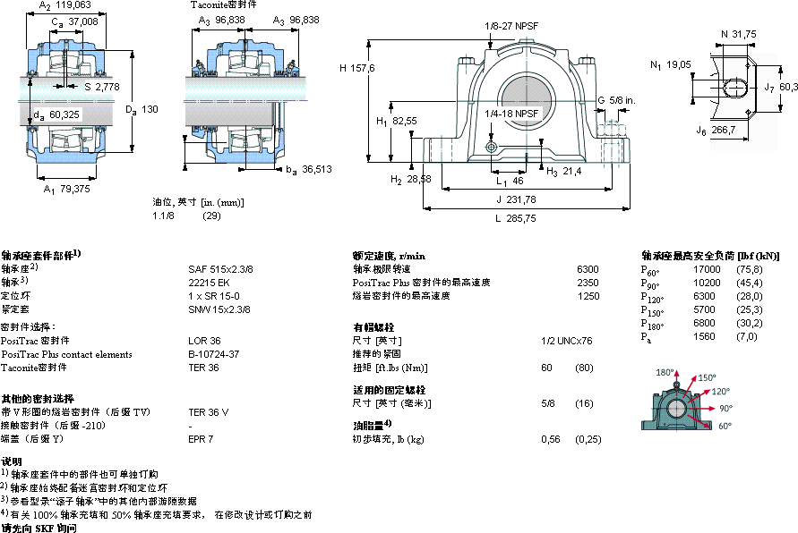 SKFSAF 22515x2.3/8軸承圖紙