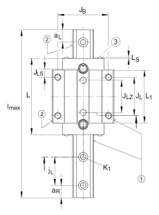 INA滑塊 RWU45-E-KT-L, 用于直線循環(huán)滾子軸承及導軌組件中鏈引導的長系列滑塊，油或脂潤滑