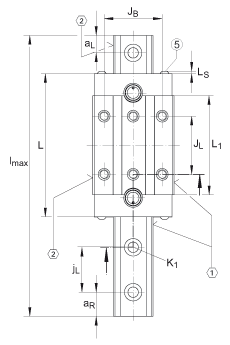 INA滑塊 RWU65-E-HL, 用于直線循環(huán)滾子軸承及導(dǎo)軌組件中帶滿裝循環(huán)滾子系統(tǒng)的高窄長系列滑塊，油或脂潤滑
