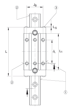 INA滑塊 RWU35-E-KT-HL, 用于直線循環(huán)滾子軸承及導(dǎo)軌組件中鏈引導(dǎo)的高窄長系列滑塊，油或脂潤滑