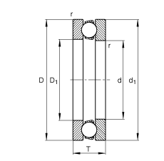 FAG推力深溝球軸承 51422-MP, 根據(jù) DIN 711/ISO 104 標(biāo)準(zhǔn)的主要尺寸，單向，可分離