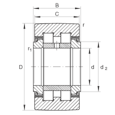 INA支撐型滾輪 PWtr30-2RS, 滿裝滾子，軸向引導(dǎo)，兩側(cè)唇密封