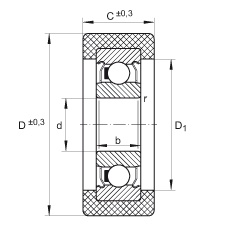 INA滾輪 KLRZ10X30X10-2Z, 帶塑料箍，兩側密封