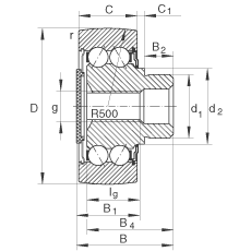 INA螺栓型滾輪 ZL5204-DRS, 雙列，單側(cè)唇密封