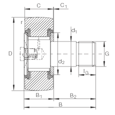 INA螺栓型滾輪 KRV19-PP, 軸向引導(dǎo)，滿裝滾針，兩側(cè)用塑料推力平墊圈