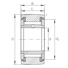 INA支撐型滾輪 NATV15-PP, 滿裝滾針，軸向引導(dǎo)，兩側(cè)用推力滑動墊圈