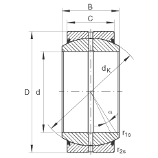 INA關(guān)節(jié)軸承 GE20-DO-2RS, 根據(jù) DIN ISO 12 240-1 標(biāo)準(zhǔn), 需維護(hù)，兩側(cè)唇密封