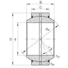 INA關(guān)節(jié)軸承 GE80-FO-2RS, 根據(jù) DIN ISO 12 240-1 標(biāo)準(zhǔn), 需維護(hù)，兩側(cè)唇密封