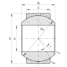 INA關(guān)節(jié)軸承 GE6-PB, 根據(jù) DIN ISO 12 240-1 標準，尺寸系列 K，需維護