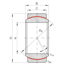 INA關(guān)節(jié)軸承 GE12-UK, 根據(jù) DIN ISO 12 240-1 標(biāo)準(zhǔn)，免維護