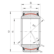 INA關(guān)節(jié)軸承 GE70-UK-2RS, 根據(jù) DIN ISO 12 240-1 標準, 免維護，兩側(cè)唇密封