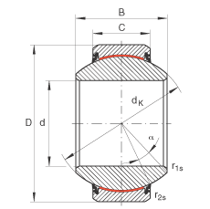 INA關節(jié)軸承 GE70-FW-2RS, 根據(jù) DIN ISO 12 240-1 標準, 免維護，兩側唇密封