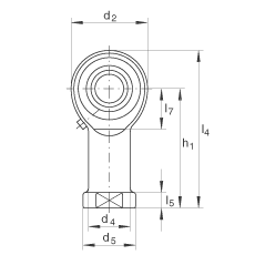 INA桿端軸承 GIKL25-PB, 根據(jù) DIN ISO 12 240-4 標準，帶左旋內(nèi)螺紋，需維護