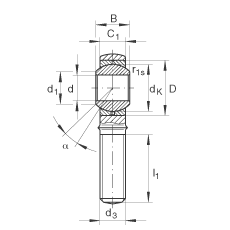 INA桿端軸承 GAKL6-PB, 根據(jù) DIN ISO 12 240-4 標(biāo)準(zhǔn)，帶左旋外螺紋，需維護(hù)