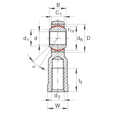 INA桿端軸承 GIKL8-PW, 根據(jù) DIN ISO 12 240-4 標準，帶左旋內(nèi)螺紋，需維護