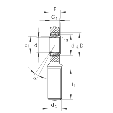 INA桿端軸承 GAL80-DO-2RS, 根據(jù) DIN ISO 12 240-4 標準，帶左旋外螺紋，需維護，兩側(cè)唇密封