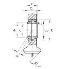 INA液壓桿端軸承 GK45-DO, 根據(jù) DIN ISO 12 240 標(biāo)準(zhǔn)，帶焊接面，需維護(hù)