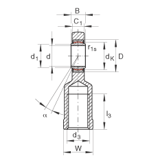 INA桿端軸承 GIL10-UK, 根據(jù) DIN ISO 12 240-4 標準，帶左旋內螺紋，需維護