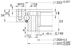 INA四點接觸球軸承 VI140326-V, 有內齒，兩側唇密封
