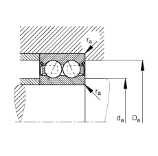 FAG角接觸球軸承 30/7-B-2RSR-TVH, 雙列，雙側(cè)唇密封，接觸角 α = 25°