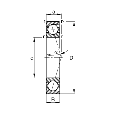 FAG主軸軸承 B7000-C-T-P4S, 調(diào)節(jié)，成對安裝，接觸角 α = 15°，限制公差