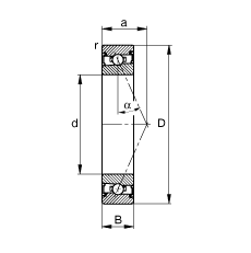 FAG主軸軸承 HSS71915-E-T-P4S, 調(diào)節(jié)，成對安裝，接觸角 α = 25°，兩側(cè)唇密封，非接觸，限制公差