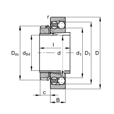 FAG自調(diào)心球軸承 2307-K-TVH-C3 + H2307, 根據(jù) DIN 630 和 DIN 5415 標(biāo)準(zhǔn)的主要尺寸, 帶錐孔和緊定套