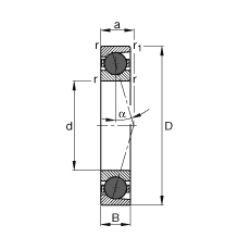 FAG主軸軸承 HCB7015-C-T-P4S, 調節(jié)，成對或單元安裝，接觸角 α = 15°，陶瓷球，限制公差