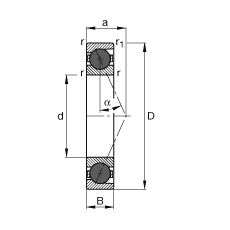 FAG主軸軸承 HCB71912-E-T-P4S, 調(diào)節(jié)，成對或單元安裝，接觸角 α = 25°，陶瓷球，限制公差