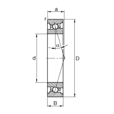 FAG主軸軸承 HS7003-C-T-P4S, 調(diào)節(jié)，成對(duì)安裝，接觸角 α = 15°，限制公差