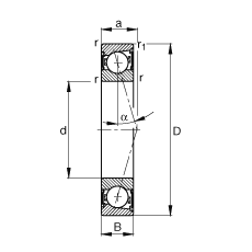 FAG主軸軸承 B7212-C-2RSD-T-P4S, 調(diào)節(jié)，成對(duì)安裝，接觸角 α = 15°，兩側(cè)唇密封，非接觸，加嚴(yán)公差
