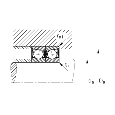 FAG主軸軸承 B71916-E-2RSD-T-P4S, 調(diào)節(jié)，成對(duì)安裝，接觸角 α = 25°，兩側(cè)唇密封，非接觸，限制公差