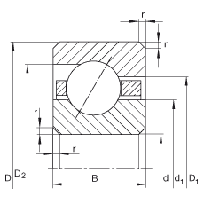 INA薄截面軸承 CSEA075, 角接觸球軸承，類型E，運(yùn)行溫度 -54°C 到 +120°C