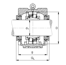 FAG直立式軸承座 SNV270-L + 222SM135-TVPA + TSV530, 根據(jù) DIN 736/DIN737 標準的主要尺寸，剖分的調心滾子軸承，迷宮密封，脂和油潤滑