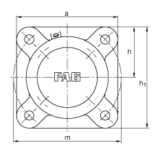 FAG法蘭式軸承座 F515-A-L + 1215-K-TVH-C3, 方形的，用于帶錐孔和緊定套的軸承，氈密封，脂潤(rùn)滑