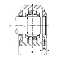 FAG直立式軸承座 SD538-N-FZ-AF-L + 222SM170-TVPA, 剖分的調(diào)心滾子軸承，毛氈密封，脂潤(rùn)滑