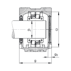 FAG直立式軸承座 SNV140-L + 222S.211 + FSV516X211, 根據(jù) DIN 736/DIN737 標(biāo)準(zhǔn)的主要尺寸，剖分的調(diào)心滾子軸承，毛氈密封，脂和油潤滑