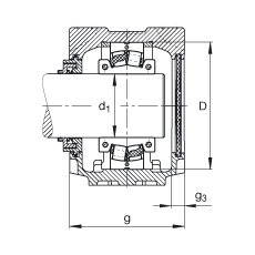 FAG直立式軸承座 SNV130-L + 222S.208 + TCV515X208, 根據(jù) DIN 736/DIN737 標準的主要尺寸，剖分的調(diào)心滾子軸承，Taconite 密封，脂和油潤滑
